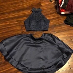 Navy Blue two piece halter top Dress